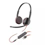 Plantronics Blackwire C3220 Auriculares Binaurales con Micrófono de Anulación de Ruido y Adaptador USB-A/USB-C Negro